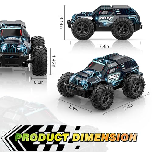 BLUEJAY 2.4GHz High Speed RC Car, Offroad Monster Hobby Racing Car with LED Colorful Bodylight and Rechargeable Battery, Kids Toy Gifts 3-8 Years - color: Blue