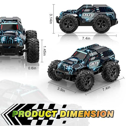 BLUEJAY 2.4GHz High Speed RC Car, Offroad Monster Hobby Racing Car with LED Colorful Bodylight and Rechargeable Battery, Kids Toy Gifts 3-8 Years - color: Blue