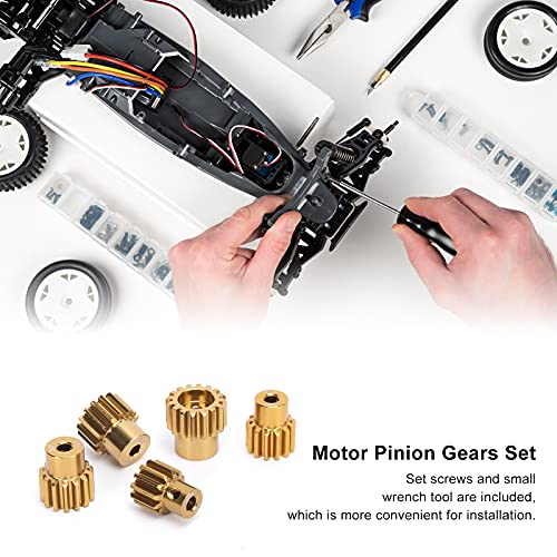 5PCS 32DP 540 Motor Pinion Gear, 12T 13T 14T 15T 16T Pinion Motor Gear Set with Hex Key for 1/10 RC Car Brushed Brushless Motor, 16T 3 175mm Shaft Pinion Gears Parts Set Kit