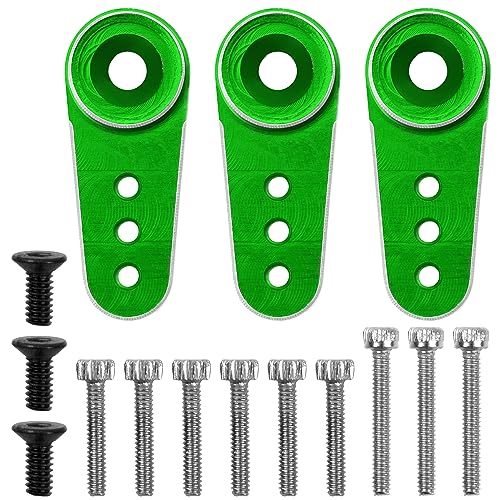 3Pack Aluminum 15T Servo Arm RC Mini Servo Horns Compatible with Emax ES08MA Servo Fit for Axial SCX24 1/24 RC Crawler (Green) - color: Green