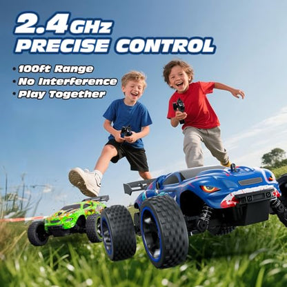 Tecnock RC Cars for Kids, 1:18 Scale 2WD RC Car with USB-C Easy Charging, 2.4GHz Remote Control Car with LED Lights & 50 Mins Playtime, Toys Gifts for Boys & Girls Ages 8-12 - color: Navy Blue