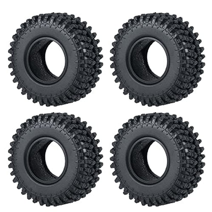 4PCS 1.0" Crawler Tires Rubber Wheel Tires for 1/24 Axial SCX24 90081 AXI00001 AXI00002 AXI00005 AXI00006 RC Crawler Car (54mm) - size: 54mm