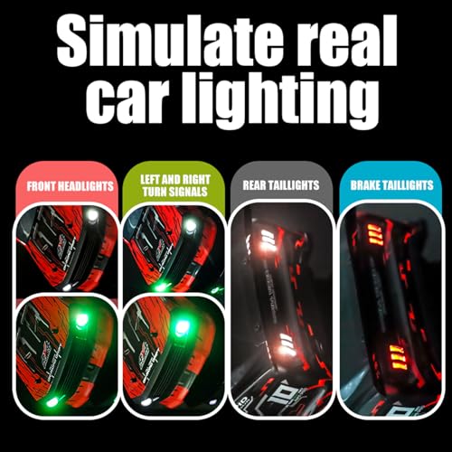 RC Drift Car, 1/14 Scale RC Race Car with Spray, Cool LED Lights, 2.4G 4WD High Speed 35KM/H Drifting Cars, Proportional Throttle with 2 Batteries RTR Gifts for Teen Adults