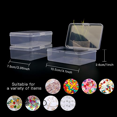Clear Plastic Beads Storage Containers Empty Mini Storage Containers Box,12 Pack Plastic Storage Containers with Lids,Beads Storage Box with Hinged Lid for Beads,Earplugs,Pins, Small Items (4.1 x 2.9 - size: 4.1 x 2.9 x 1 inch