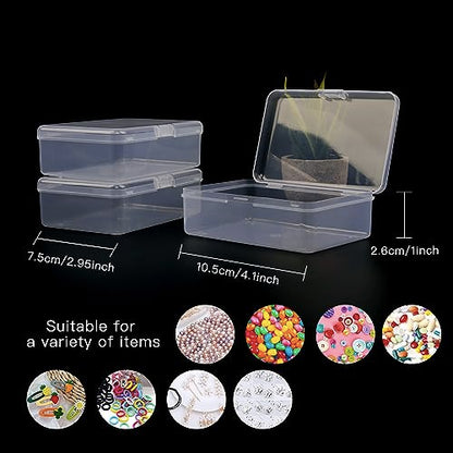 Clear Plastic Beads Storage Containers Empty Mini Storage Containers Box,12 Pack Plastic Storage Containers with Lids,Beads Storage Box with Hinged Lid for Beads,Earplugs,Pins, Small Items (4.1 x 2.9 - size: 4.1 x 2.9 x 1 inch