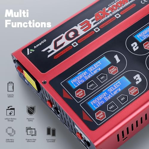 100Wx4/10Ax4 RC LiPo Charger Discharger 4CH Intelligent LiPo Balance Charger for LiPo LiIon LiHV Life NiMH NiCd Pb BatteriesRC CHARGER (CQ3)