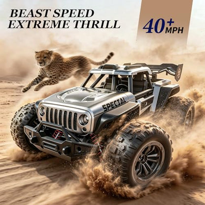 1/14 Remote Control Car, RTR Fast RC Crawler, 40+ MPH, 4WD All Terrain Monster Truck, Waterproof High Speed Racing Cars for Adults, Boys, Top Present for RC Car Lovers, Ages 8+