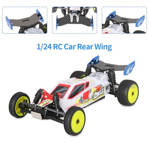 RC Rear Wing Carbon Fiber RC Tail Wing for Losi 1/24 Micro-B 2WD Buggy RC Car Upgrade Parts (Blue) - color: Blue