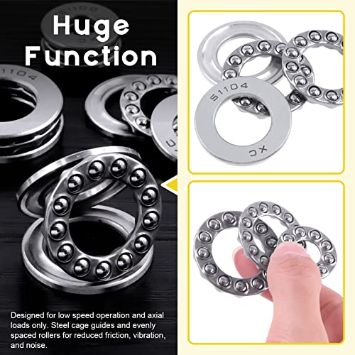 9 Pcs 3 Type Thrust Ball Bearings Set, Chrome Steel Single Row Roller for Automobiles, Pump, Machine Tools(51103,51104, 51100)