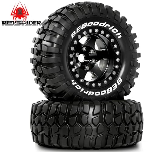 REDSPIDER 1.9'' Rock Crawler Tires OD 95mm/3.74'' (4PCS) For 1/12 RC Crawler MJX H12Y+ H12P Upgrade Replacement Tires (Black) - color: Black