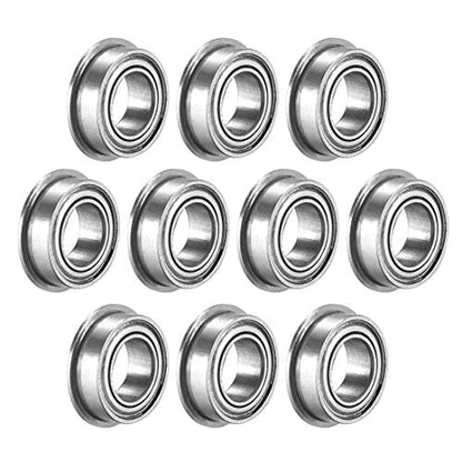 uxcell MF95zz Flanged Ball Bearing 5x9x3mm Double Metal Shielded (GCr15) Chrome Steel Flange Rip Bearings 10pcs - size: 5x9x3mm