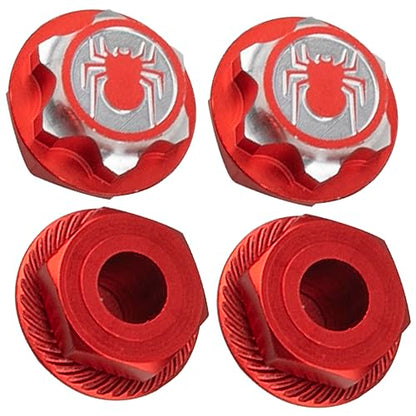 17mm Wheel Hex Cover Lock Anti-Skid Dust Nut & 17mm Wheel Hex Hubs Tires Adapter Compatible with Traxxas HPI HSP Losi Axial Kyosho Tamiya Redcat Himoto 1/8 RC Car (Red) - color: Red