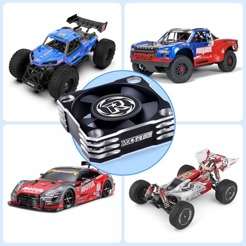 Surpass Hobby Motor Cooling Fan,30mm ESC Cooling Fan 28000RPM RC Model HeatSink Fan for 1/8 1/10 1/12 Scale RC Car Truck 540 550 Motor (Silver) - color: Silver