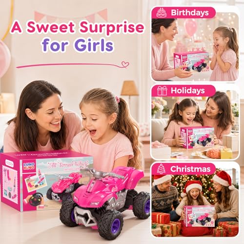 RC Cars for Girls, 2.4GHz Remote Control Car, Off-Road Vehicle, Toy Car for 11.5 Fashion Dolls, Birthday Gift for Kids Ages 3+ (ATV Style)