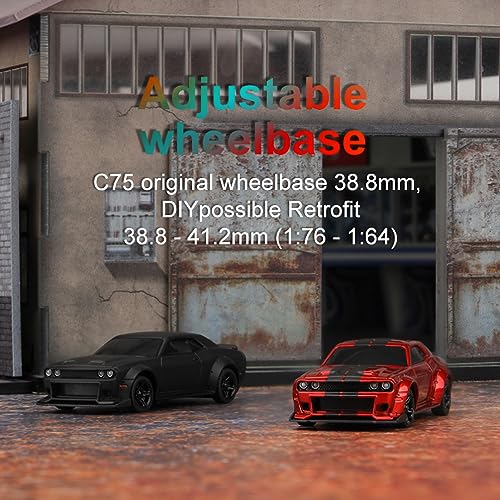 1:76 Turbo Racing Scale RC Sport Car, Table Racing Remote Control Mini Model Car Full Proportional RTR Kit Toys (C75-red) - color: C75-red