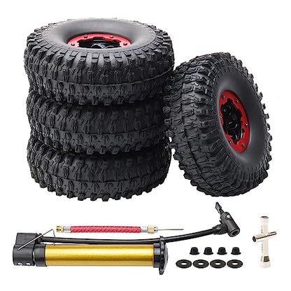 RC Tires 4PCS 1.9 Inch Tires and Beadlock Wheels Set OD 120mm Tyre for 1/10 RC Rock Crawler Monster Truck