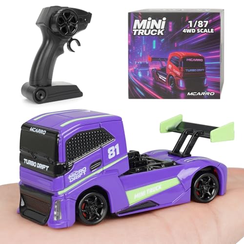 ARRIS 1/87 Micro Desktop RC Drift Car 4WD with Semi-Proportional Control | 12-Step Baked Paint, LED Lights, High Detail Scale Model, Pocket Size Fun - color: Magic Purple