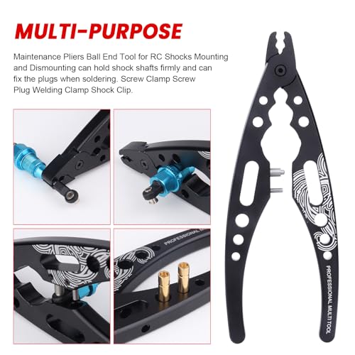 RC Shock Pliers Multi-Function Tool RC Shocks Tools for Assembly & Disassembly, Rod Ball Clamp for RC Car Repairs and Upgrades