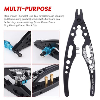 RC Shock Pliers Multi-Function Tool RC Shocks Tools for Assembly & Disassembly, Rod Ball Clamp for RC Car Repairs and Upgrades