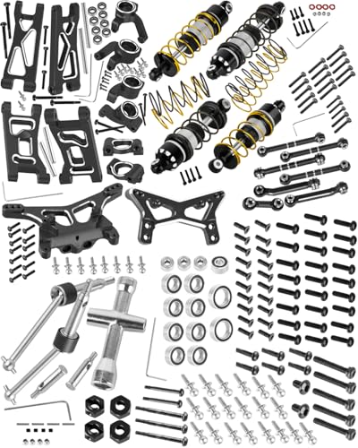 RC Upgrades Part for L0S1 1/24 Micro-B,1/28 Micro-T,Driveshafts,Shocks,Shock Towers,A Arms,Caster Blocks,Steering Block,Stub Axle Carriers,Turnbuckles,Bearing & Screw Set,Black - color: Black(1set)