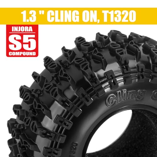 INJORA 1.3 70 * 26mm Cling On Tires and Silicone Rubber Inserts, Yellow - color: Yellow