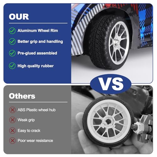 GoHooby 12mm Hex RC Wheel and Tires OD 2.6in Pre-Mounted Set, Compatible with Traxxas Tamiya 1/10 RC On-Road Touring Car (Color 5) - color: Color 5