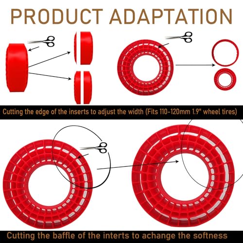 1.9'' Silicone Rubber Tire Inserts Fit for 118-122mm 1.9" Wheel Tires Waterproof Inserts for 1/10 RC Crawler Car (Red)