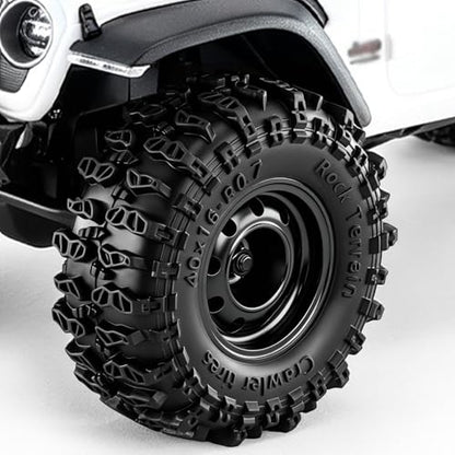0.7" Beadlock Wheels and Tires for 1/30 Scale Axial SCX30 RC Crawler (Black) - color: Black