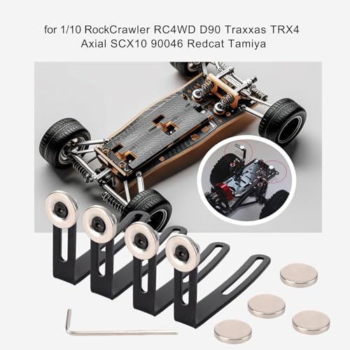 RC Car Body Shell Mount Magnetic Metal L-Bracket, Pack of 4 | 1/10 Scale, For Rock Crawler, Compatible with RC4WD D90 Traxxas TRX4 Axial SCX10 90046 Redcat Tamiya