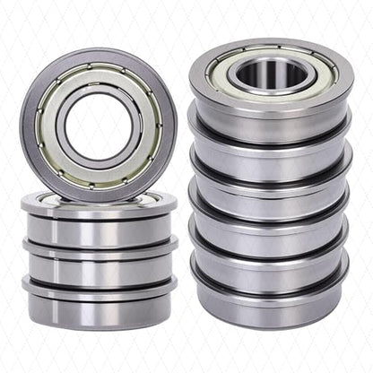 DEEG 10Pcs SFR4ZZ Stainless Steel Flange Bearing, 1/4" x 5/8" x 0.196" Miniature Flanged Bearings, Double Metal Shielded Rust-Proof R4ZZ for RC Cars, Robotics, and Outdoor Equipment