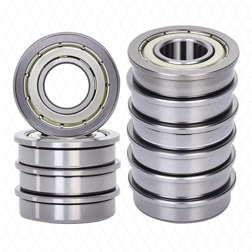 DEEG 10Pcs SFR4ZZ Stainless Steel Flange Bearing, 1/4" x 5/8" x 0.196" Miniature Flanged Bearings, Double Metal Shielded Rust-Proof R4ZZ for RC Cars, Robotics, and Outdoor Equipment