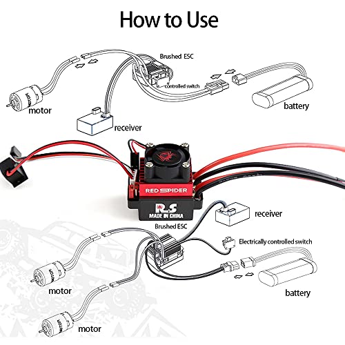 RC Car ESC,60A Brushed ESC Electronic Speed Controller for TRX4 SCX10 RC Crawler Car(T Plug)