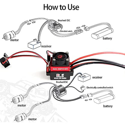 RC Car ESC,60A Brushed ESC Electronic Speed Controller for TRX4 SCX10 RC Crawler Car(T Plug)