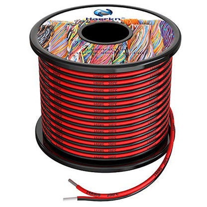 Haerkn 14 awg Silicone Electrical Wire Cables 2 Cores 25ft Spool | 14 Gauge Soft and Flexible Hook Up Oxygen Free Strands Tinned Copper Wire - style: 14awg-25FT