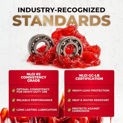 Wolf’s Head Red Grease NLGI #2 (836-88301-91) Premium Tacky Red Grease for Long-Lasting Lubrication, High Temp Protection & Heavy Duty Wheel Bearing/Chassis Use – Made in USA – 14 oz Tube, Pack of 10 - size: 14 Ounce Tube (Pack of 10)