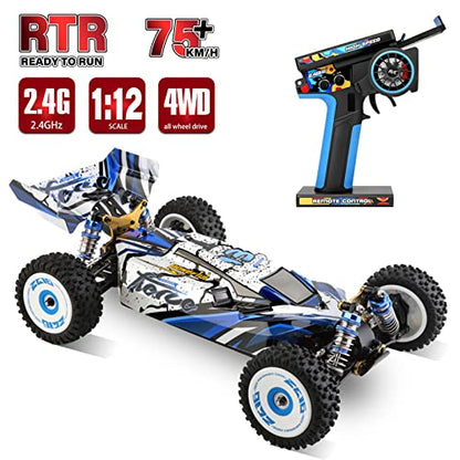GoolRC WLtoys 124017 V2 Brushless Fast RC Cars, 1:12 Scale RC Buggy, 4WD 75KM/H High Speed Remote Control Car, 2.4GHz All Terrain Off-Road Racing Drift Car with Metal Chassis for Adults