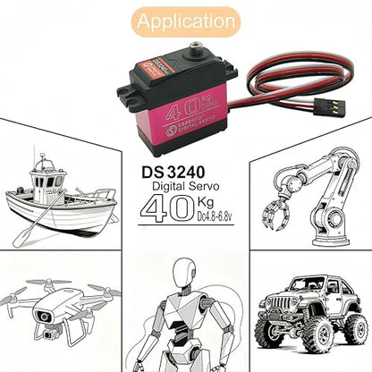 DS3240 40KG Waterproof Full Metal Gear 270 Degree Digital Servo 6V with 25T Servo Arm for 1/8 1/10 RC Car Crawler Truck Mechanical Arm - style: 40kg（270°）