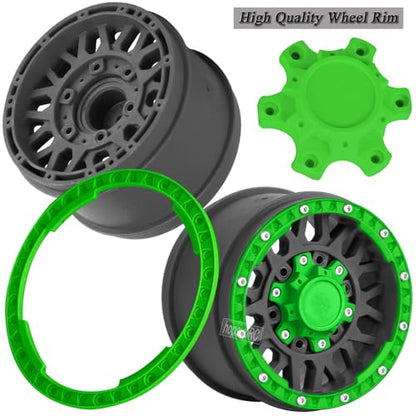 12mm/14mm/17mm RC Truck Wheel Tires for 1/10 Rustler Stampede Hoss,Granite Vorteks Big Rock,Axia 1 L0si Red cat Rc 4wd,Hard Plastic RC Truck Tires,RC Monster Truck Car Wheels,4PCS Green - color: Green&black