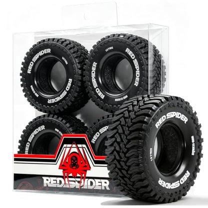 REDSPIDER 1.3" RC Crawler Tires with Foam Inserts, 68mm All Terrain for 1/18 TRX4M FCX18, 1/24 SCX24 AX24 FCX24 Micro Crawler Upgrade Parts, 4PCS (Tires)