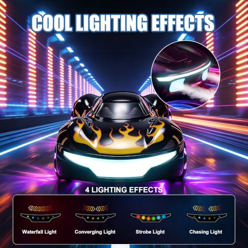 Gesture Sensing RC Stunt Car, 4WD Drifting Remote Control Car for Boys 4-12 | 2.4GHz 50 Min Play Dual Batteries, Mist Spray & LED, 360° Spinning, Birthday Gift for Kids Ages 4-12, Party Gifts, Black - color: 3-black