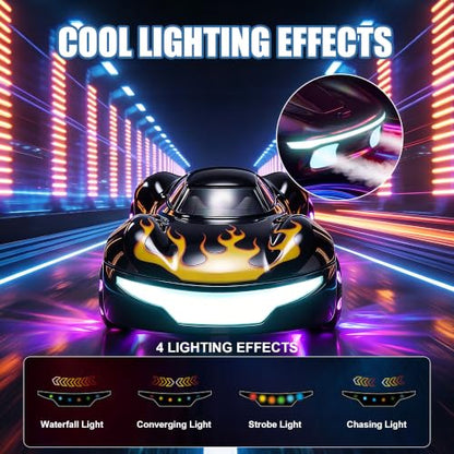 Gesture Sensing RC Stunt Car, 4WD Drifting Remote Control Car for Boys 4-12 | 2.4GHz 50 Min Play Dual Batteries, Mist Spray & LED, 360° Spinning, Birthday Gift for Kids Ages 4-12, Party Gifts, Black - color: 3-black