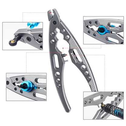 GOUPRC Aluminum Alloy Multi-Function Ball Head Pliers Shock Absorber Screw Pliers With Shock Absorber Wrench for 1/8 1/10 1/12 1/14 1/16 RC Car Truck(Titanium) - color: Titanium
