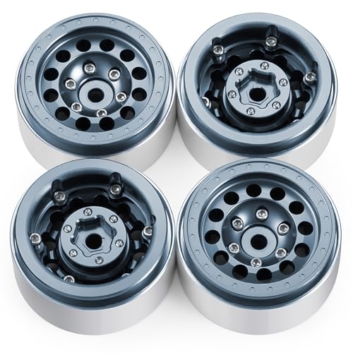 1.3inch beadlock wheels Aluminium RC Rims for 1/18th TRX4M 1/24th Axial SCX24 RC Crawler Car Upgrade Parts (Titanium) - color: Titanium