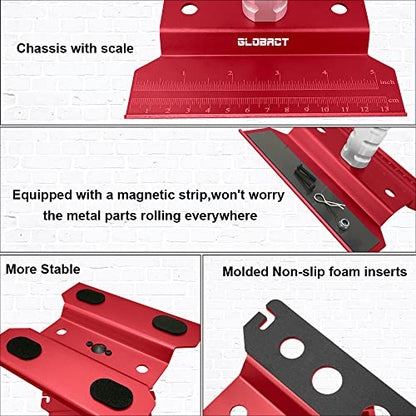 GLOBACT RC Stand RC Tool & 521 PCS RC Screws Kit for 1/8 1/10 RC Car, Red | RC Work Stand, RC Repair Tool, 360 Degree Rotation - color: Red