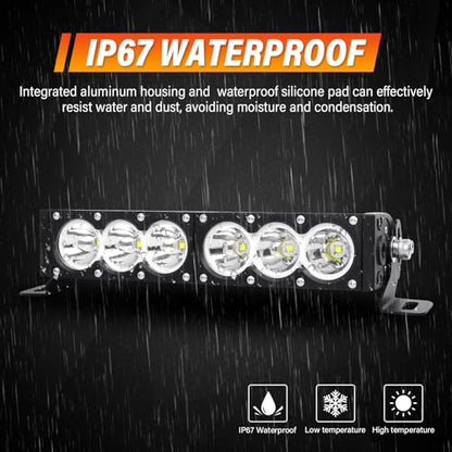 AUXTINGS 12 inch Single Row White LED Light Bar 60W Off Road Light Bar Spot Beam LED Work Light Truck UTV 4x4 Cars SUVs ATVs Boats Fog Driving Light with Wiring Harness kit - size: 12 inch white