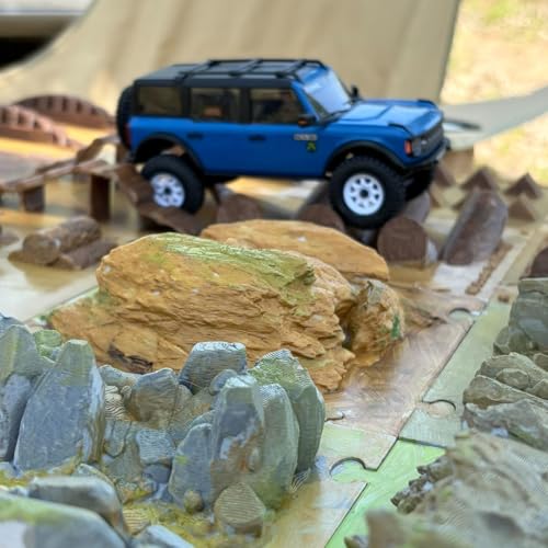 RC Rock Crawler Terrain Obstacle Compatible with SCX30, FMS, Orlandoo Hunter, K10, Kyosho KC10, Rlaarlo Mini RC Climbing Track Modular Rock Course for 1/30 1/43 Crawlers (Style 4)
