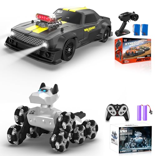 1/16 RC Drift Car with Gyro Full Proportional 4WD 50KM/h High Speed Remote Control Cars+Remote Control Robot Dog Toy 2.4GHz 8WD All-Terrain Gesture Sensing Stunt RC Cars RTR Climbing Robot Dogs