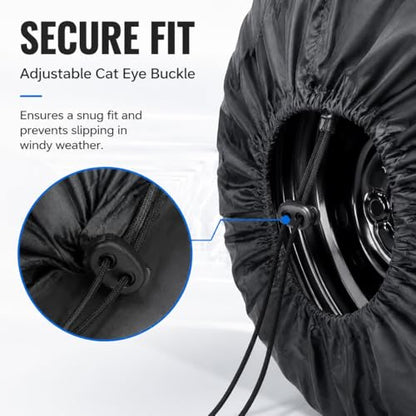 Car Tire Cover, 31" Diameter Spare Car Tire Protector Storage Bag, Dustproof Heavy Duty Spare Tire Holder for 19-23 inch Wheels, Durable Car Tire Storage, Universal for Most Cars (Black)
