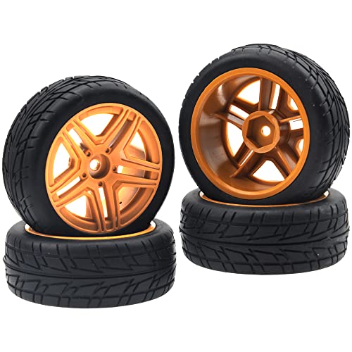 OD2.75'' 12mm Hex Hub Wheel Rims Nylon & Rubber Tires Compatible with HSP Tamiya HPI Kyosho Traxxas WLtoys 1/10 1/12 On-Road Touring Car,Wltoys 144001 Traxxas 1/16 Slash RC Buggy (Brown) - color: Brown