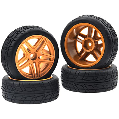 OD2.75'' 12mm Hex Hub Wheel Rims Nylon & Rubber Tires Compatible with HSP Tamiya HPI Kyosho Traxxas WLtoys 1/10 1/12 On-Road Touring Car,Wltoys 144001 Traxxas 1/16 Slash RC Buggy (Brown) - color: Brown